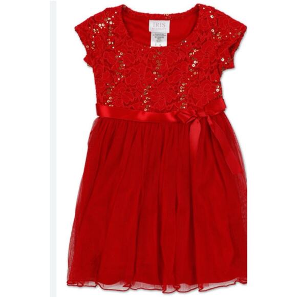 IRIS By Iris & Ivy Sequin Holiday/ Party Dress Red Girls 2T - Picture 1 of 2